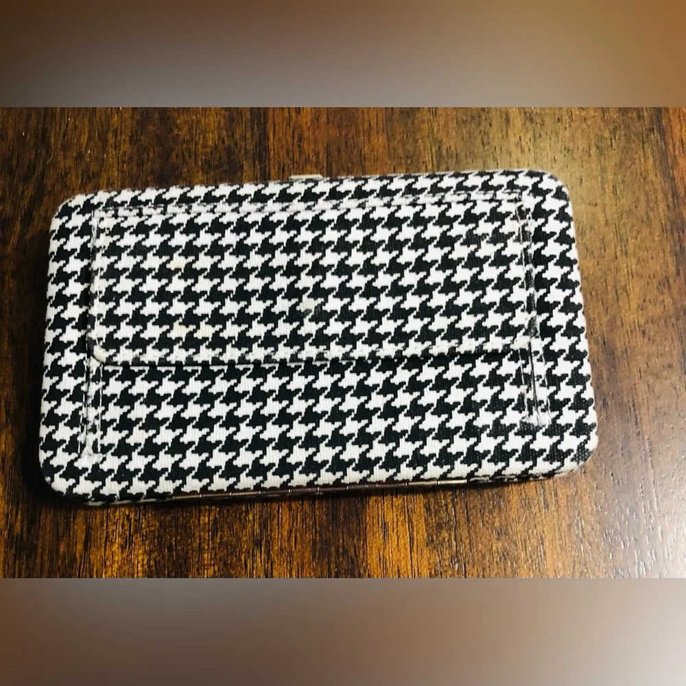 Women’s wallet P Initial 13 card slots 3 pockets black white.7-12” LX4-1/2”W